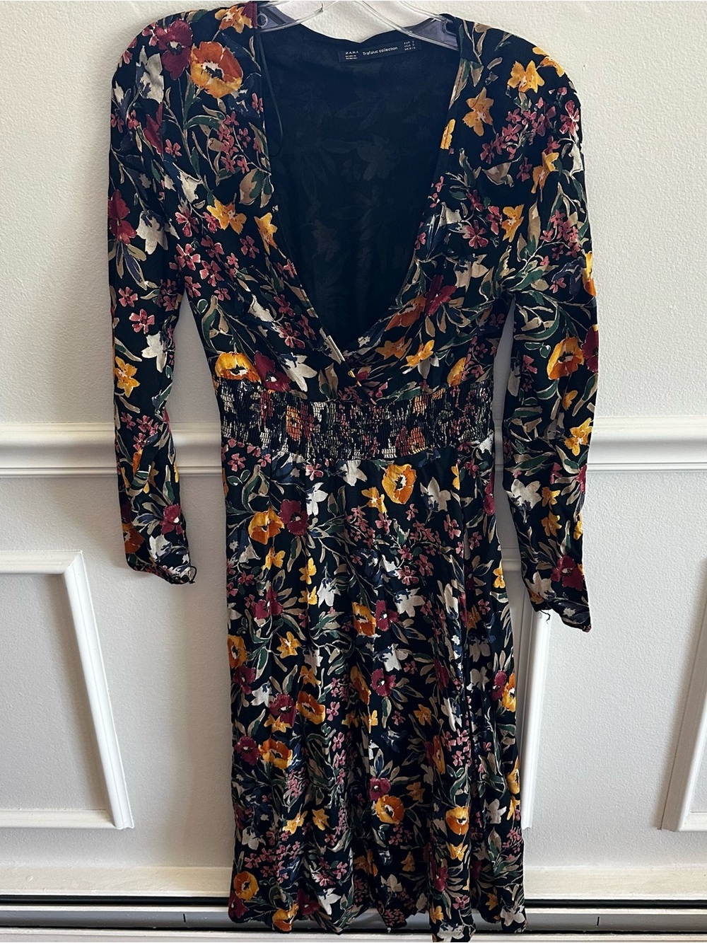 Zara surplice floral long sleeve midi dress